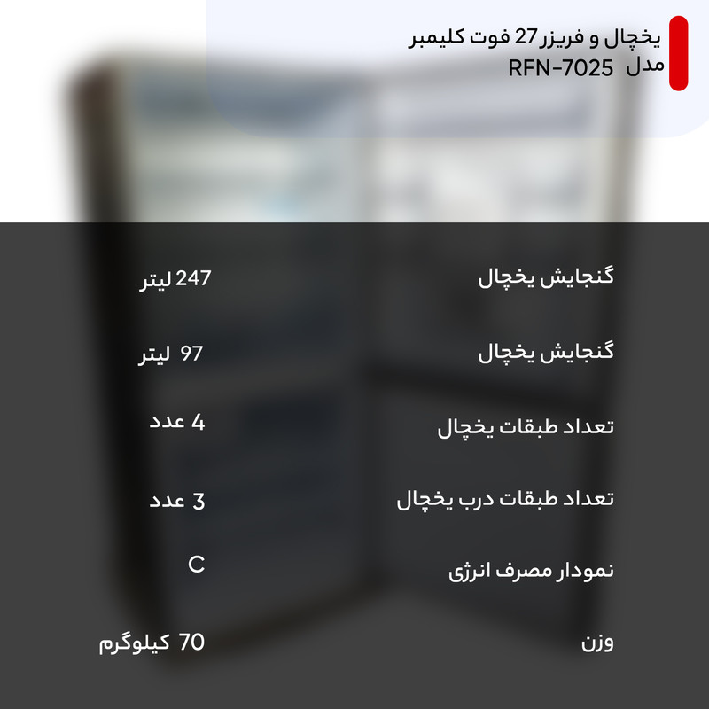 یخچال و فریزر کلیمبر RFN-7025  247  لیتر 4    طبقه null 